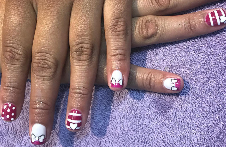 Matching red manicure and pedicure in Key West